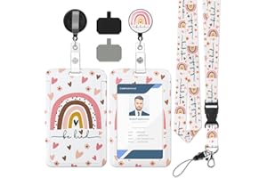 ERZEKRIM Porta Tarjetas Identificativas Llavero Retráctil con Lanyard Enfermera ID Card Badges Holder Extensible Tarjetas de Plástico Arcoíris Bohemio Lanyard con Porta Tarjetas (Bohemia Rosa)