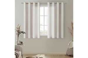 MRTREES Tende Lino Naturale per Interni Corte 140x160 CM, Tende Camera da Letto 2 Pezzi Tende con Anelli Semi-Trasparente per Finestre Cucina Soggiorno Salotto Tenda da Interno