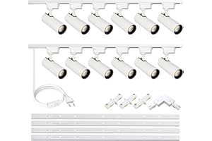 Bravsekai focos led interior techo kit completo de iluminación de riel 12 luces,Track Lighting plafon foco techo lampara industrial techo de ángulo ajustable,20 W 6000K,de riel adicionales de 4m