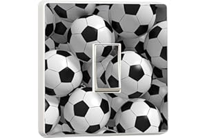 Wall Murals Online Ltd 3D Footballs Light Switch Stickers Mural Kids Boys Bedroom Soccer Photo Self-Adhesive Single Switch Sticker Decal