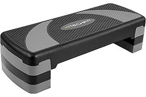TechFit Stepper Fitness Aerobica Regolabile Casa e Palestra, Piattaforma con Superficie Antiscivolo, Altezza 10/15/20 cm, Gambe in Gomma Antiscivolo, Capacità di Carico 120 Kg, 78x29 cm
