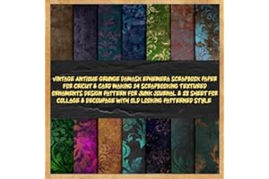 vintage Antique grunge damask ephemera scrapbook paper for cricut & card making 14 scrapbooking textured ornaments design pattern for junk journal & ... & decoupage with old looking patterned style