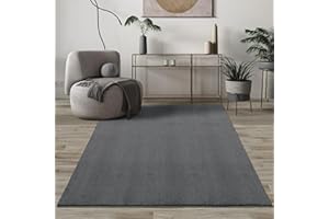 MIAS TEPPICHE Mia's Teppiche Comfort, Alfombra Moderna de Pelo Corto y Suave, Antideslizante, Lavable hasta 30 Grados, súper Suave, Aspecto de Piel, Antracita, 60 x 110 cm