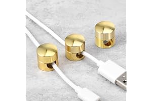 Yuanchu 3 Stück Gold Kabelhalter,Metal Kabelclips mit Kleber und Schraube Robust Kabel Organizer aus Aluminium Selbstklebend Kabelhalterung für Handy-Ladekabel Zuhause Büro Auto Schreibtisch