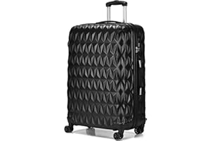 CMY Suitcase 28 Inch Large Hard Shell Luggage Lightweight ABS 4 Dual Spinner Wheels Business Trip Trolley Case Suitcases Hold Check in Luggage 3 Digit Combination Lock (Black, 28 inches)
