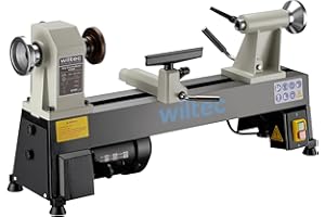 Wiltec Tornio da banco per legno 370 watt, 600~2800 giri/min, Macchina da banco per tornitura