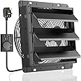 HG Power 250mm Shutter Exhaust Fan with Speed Controller 1100m³/h Wall Mounted Extractor Fan with Mesh Screen Low Noise Shed Exhaust Fan for Ventilation Use, Basement, Gable, Chicken Coop, Black
