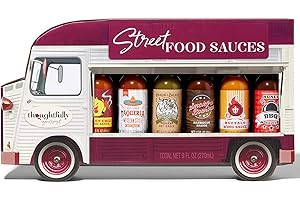 MODERN GOURMET FOODS Thoughtfully Gourmet, Street Food Sauces Hot Sauce and BBQ Gift Set, Flavours: Diablo Wings Sauce, Louisiana and More, Vegan and Vegetarian, Set of 6
