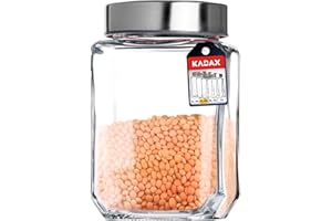 KADAX Tarro de almacenamiento, recipiente de cristal con tapa de plástico, recipiente para alimentos de cristal, para pasta, espaguetis, especias, vidrio de conservación, transparente, hermético (500 ml)