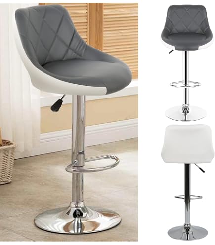 Bronte Living Tabouret De Bar En Simili Cuir Réglable En Hauteur Et Structure Noire - Blan