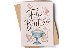Greeting Cards for Everyone Tarjeta de Felicitación Bautizo para Niño o Niña Español - Tarjeta Madrina o Padrino Bautizo - Tarjeta Regalo Bautizo para Dinero - Feliz Bautizo - EU 46