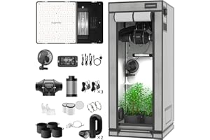 Aygrochy Set completo con controller integrato centrale. Piano di circolazione automatico di ventilazione, lampada a LED a spettro completo, 60 x 60 x 160 cm, PEVA ad alta riflettività Grow Box