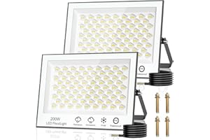wowspeed Focos LED Exterior 200W 2 Piezas - Super Luminoso 15000LM 6500K Blanco Frí Foco LED, Impermeable IP66 Luz LED Exterior para Jardín, Patios, Parking, Hotel, Naves etc