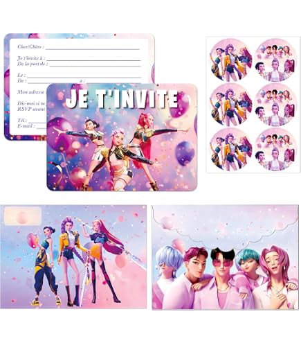 DaengGeGe – 12 Invitations D'anniversaire Pour Enfants, Aquarelle, Avec Enveloppes Et Autocollants, Thème Cartoon