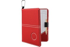AHRLIC Leather Golf Scorecard Holder Set, Waterproof Golf Card Holder with Pencil and 2 Scorecards, Portable Foldable Design, Ideal Golf Scorecard Pocket Notebook for Men & Women