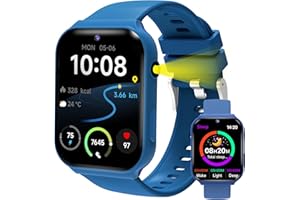 Tzzulsx Kids Smart Watch with 18 Educational Games, Sleep Tracker & Camera - 1.83 Inch Touch Screen Fitness Tracker with Pedometer, Alarm, Flashlight for Boys and Girls