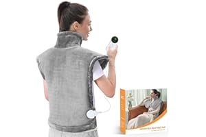 BITIWEND Almohadilla eléctrica para espalda hombro cuello 59x87cm Almohadilla eléctrica con apagado automático, 9 posiciones de calor Envoltura térmica Calentador de espalda Manta eléctrica