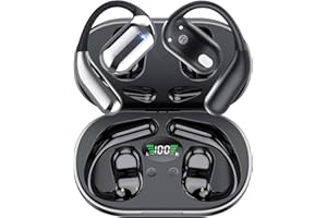 COOLJUMPER Auriculares Inalámbricos Deportivos, 2024 Auriculares inalámbricos Abiertos Bluetooth 5.4, 50 Horas de reproducción con Pantalla LED, IP7 Impermeable para Running Sport, Control Táctil