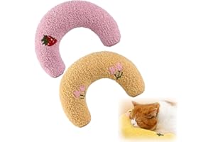 BDBFPAN 2 Stück Katzenminze Kissen, Katzenminze Spielzeug, Katzenminze Plüschtier Beruhigungskissen Weiches Flauschiges U-förmiges Katzen Kissen Zum Schlafen Katzenminze Plüschtier Für Katzen Hunde
