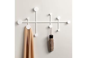 KAZAI. 'Sval' Ścienna Garderoba | Minimalistyczny Wieszak na Płaszcze z Berlina | Nowoczesny Metalowy Wieszak na Ścianę/Haczyki | Biały
