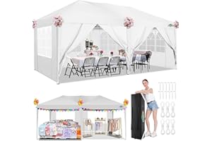 COBIZI Gazebo da Giardino Gazebo 3x6 m Pieghevole Gazebo Richiudibile con 6 Pareti Tende Gazebo Chiuso Impermeabile Tenda Pop up Gazebo Chiuso Tendone per Feste (3x6m, Bianco)