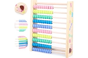 SUNSHINE SMILE Abakus,Holz Rechenschieber,Holzspielzeug Baby,Montessori Spielzeug,Mathematik mit 100 Holzperlen Kinderspielzeug Motorikspielzeug Lernspielzeug Geschenke für Kinder