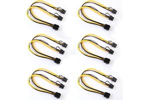Ziyituod PCIe Splitter, 12.5in/32cm 8 Pines a Doble PCIe 8 Pines (6 + 2) Tarjeta gráfica Adaptador de Corriente PCI Express GPU VGA Cable de extensión para minería (Paquete de 6)