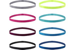 ‎VEGCOO VEGCOO 8 Sport Stirnband Dünn Antirutsch Elastische Stirnbänder Sport Haarband Dünn Rutschfest Geeignet für Jungen Mädchen Und Kinder(fluoreszierendes grün,rosenrot,kieferngrün,königsblau)