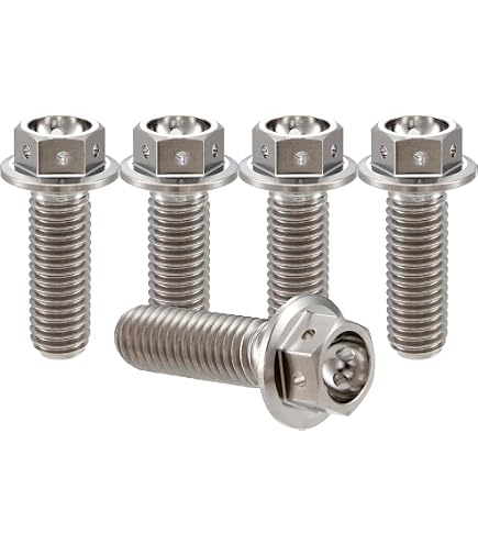 Confezione da 6 bulloni in titanio per bicicletta, M5 x 16 mm, conici con rondella - multicolore