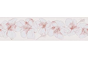 A.S. CRÉATION Livingwalls Bordüre Jette Joop Borte mit Blumen floral 5,00 m x 0,17 m rosa weiß Made in Germany 959911 95991-1