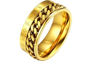 FaithHeart Bague Viking Homme Rune Bagues Anneau Anti Stress Runique Nordique Or/Noir/Acier Inoxydable Taille 54-64,Bijoux Anneau Tournant Vintage Vikings Cadeau pour Homme Femme