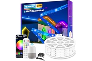 TENDIST 20M WiFi Ruban LED Exterieur Etanche, IP67 Etanche LED Exterieur 24V, LED Exterieur Auto-adhésive Compatible avec Alexa et Google Assistant, Ruban Led Etanche pour Jardin, Patio (Un rouleau)