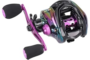 DAUERHAFT Moulinet de pêche baitcaster Reel 12 Vitesses Frein magnétique Baitcast Moulinet de pêche Rapport de Vitesse 8 . 1 : 1 Moulinet avec roulement en Acier Haspar