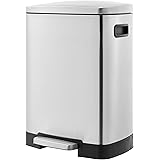 Amazon Basics Stainless Steel Recycle Dustbin with Two Interior Bins 25L + 15L - Rectangular 40L Total