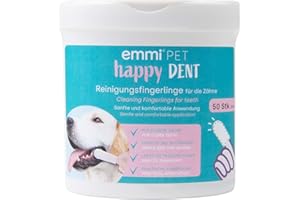 Emmi-pet Lot de 50 protège-doigts jetables pour chiens et chats - Doigtiers pour soins dentaires et nettoyage dentaire - Nettoyage doux sans brosse à dents - Pour des dents saines