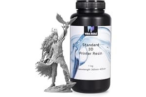 VIDAROSA 3D Printer Resin 1KG, LCD Photopolymer Resin for LCD/DLP 3D Printing, Standard UV 405nm Curing Resin, Low Odor, High Precision, Grey