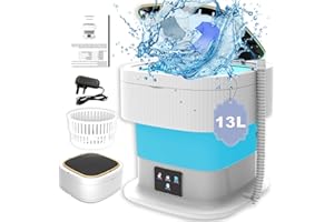 SULIAO Mini Lavatrice Portatile 2 in 1 13L 1.8KG 40W Pieghevole con Centrifuga,Tre velocità Lavaggio rapido, Adatto per Campeggio, Viaggi, Lavatrice da Campeggio Piccola,Bucato,Biancheria Intima,Calzini
