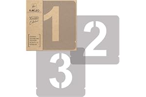 NAKLEO Plantillas de Números para Pintar Set 12 Piezas, 14cm Caracteres y Símbolos Modern Sans Fuente, Stencil Plástico y Reutilizable para Dibujar DIY Artesanía, Pared Suelo Madera Tejido
