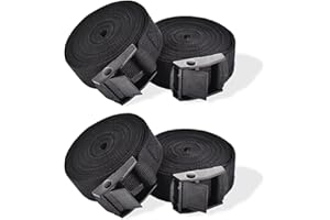 ‎RIO DIRECT RIO Direct 4 Stück Spanngurt mit Ratsche 3m, Schwarze Zurrgurte mit klemmschloss, verstellbare Gurtband für Fahrrad, Sackkarre, Motorrad, Lastwagen, Kajaks, Gepäck, Anhängerkupplung