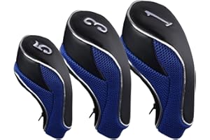 Andux Golf 460cc Driver Fairway Wood Club Head Covers with Zipper Closure Set of 3