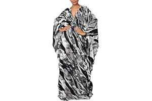 Snyemio Robe de Plage Femme Tunique Caftan Grande Taille Kaftan Bohème Maxi Longue Fluide Eté