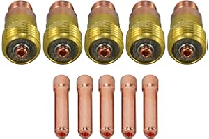 RIVERWELD TIG Tozzo Lente a gas 17GL332 2,4 mm 10n24s TIG Kit colletto Fit db sr wp 17 18 26 tig Torcia di saldatura 10pcs