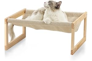 FUKUMARU Dog Bed, Large Breathable Cat Bed, Wooden Cat Hammock for Outdoor, 53 X 42 cm Elevated Pet Furniture Suitable for Kitty, Puppy, Rabbit, Bunny and Small Animal