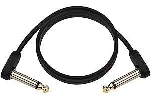 PLANET WAVES D’Addario Accessories Classic Series Flat Guitar Patch Cables - Guitar Pedal Cable with ¼ Inch Ends - Durable & Reliable - Instrument Cable for Pedalboards - 2ft Right Angle - 1-Pack