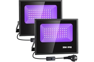 OAICIA Schwarzlicht UV LED Strahler Schwarzlichtlampe 2PCS 30W Schwarz Licht IP66 Wasserdicht Bühnenlicht mit Stecker Partylicht Black Light für Party, Disco, Weihnachten, Wohnzimmer, Halloween