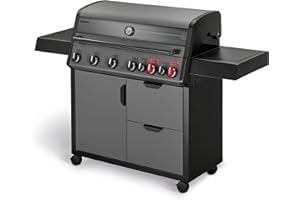 Enders Gasgrill Hyde 6 SIKR Turbo, 6-Brenner aus Edelstahl für kraftvolles direktes und indirektes Grillen, 800 °C TURBO ZONE, SWITCH GRID, Infarot-Backburner und Seitenkocher #8044