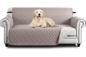 Hafaa Sofa Cover 3 Seater Water Resistant Sofa Slipcovers, Beige/Cream Non Slip Reversible Sofa Covers with Elastic Strap - Washable Sofa Protectors from Pets/Kids/Dogs