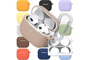 superdivision AirPods 3 & Pro Case Silicon Protective Clear Cover with Anti-Lost Carabiner Keychain Kit Set Dust Guard Dust-Proof Film [Front LED Visible] (AirPods 3, Autumn)