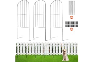VEVOR Clôture de Jardin en Métal 61x33 cm Lot de 28 sans Creusage Barrière pour Animaux Espacement de Pointes 5,08 cm Clôture Métallique Décorative pour Chien Cour Terrasse Extérieur Noir