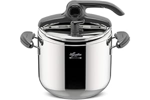 Lagostina Mia Pentola a Pressione 7 L in Acciaio Inox 18/10 Ø 22 cm, Pentola Induzione e Gas, Coperchio con Apertura Facilitata, Fondo a tre Strati, Lavabile in Lavastoviglie